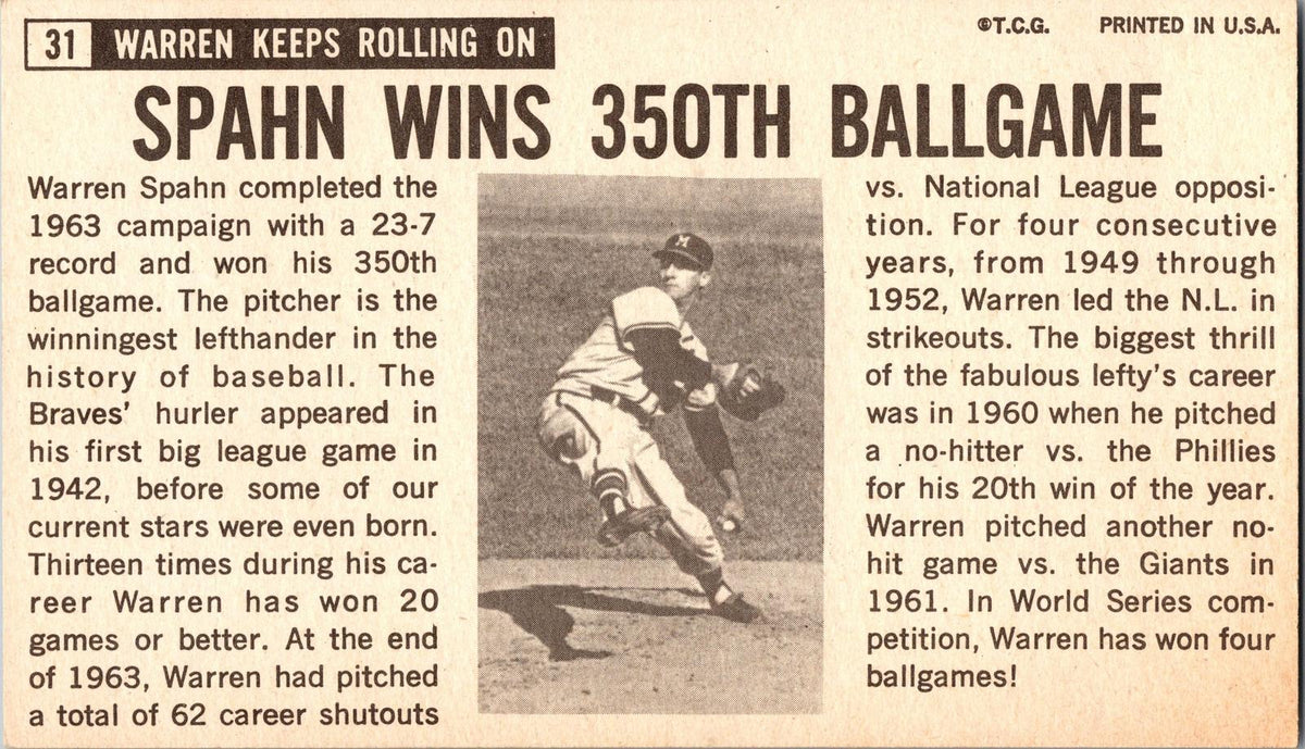 1964 Topps Giants #31 Warren Spahn