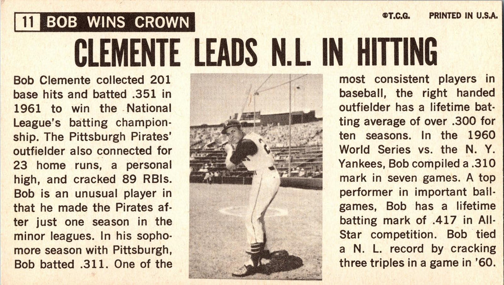 1964 Topps Giants #11 Bob Clemente