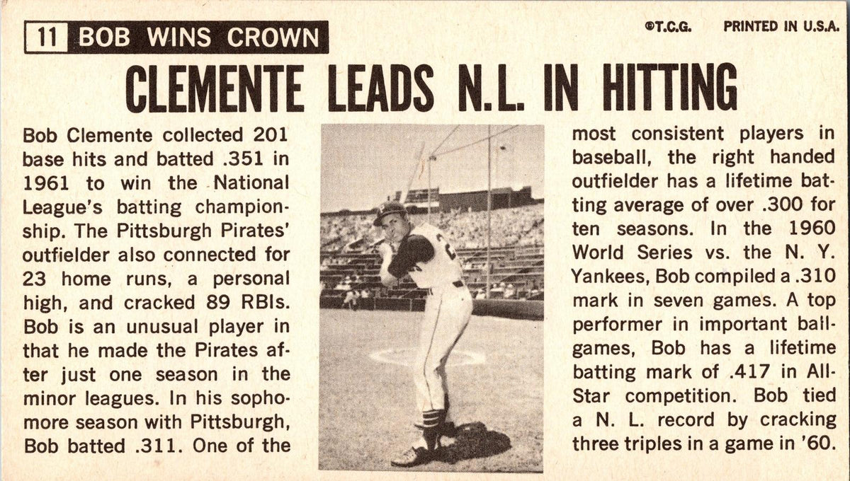 1964 Topps Giants #11 Bob Clemente