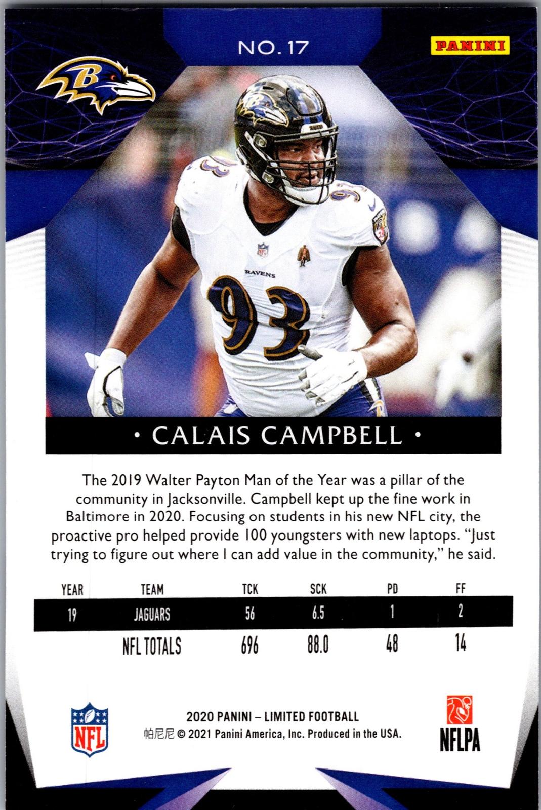 2020 Panini Limited #17 Calais Campbell