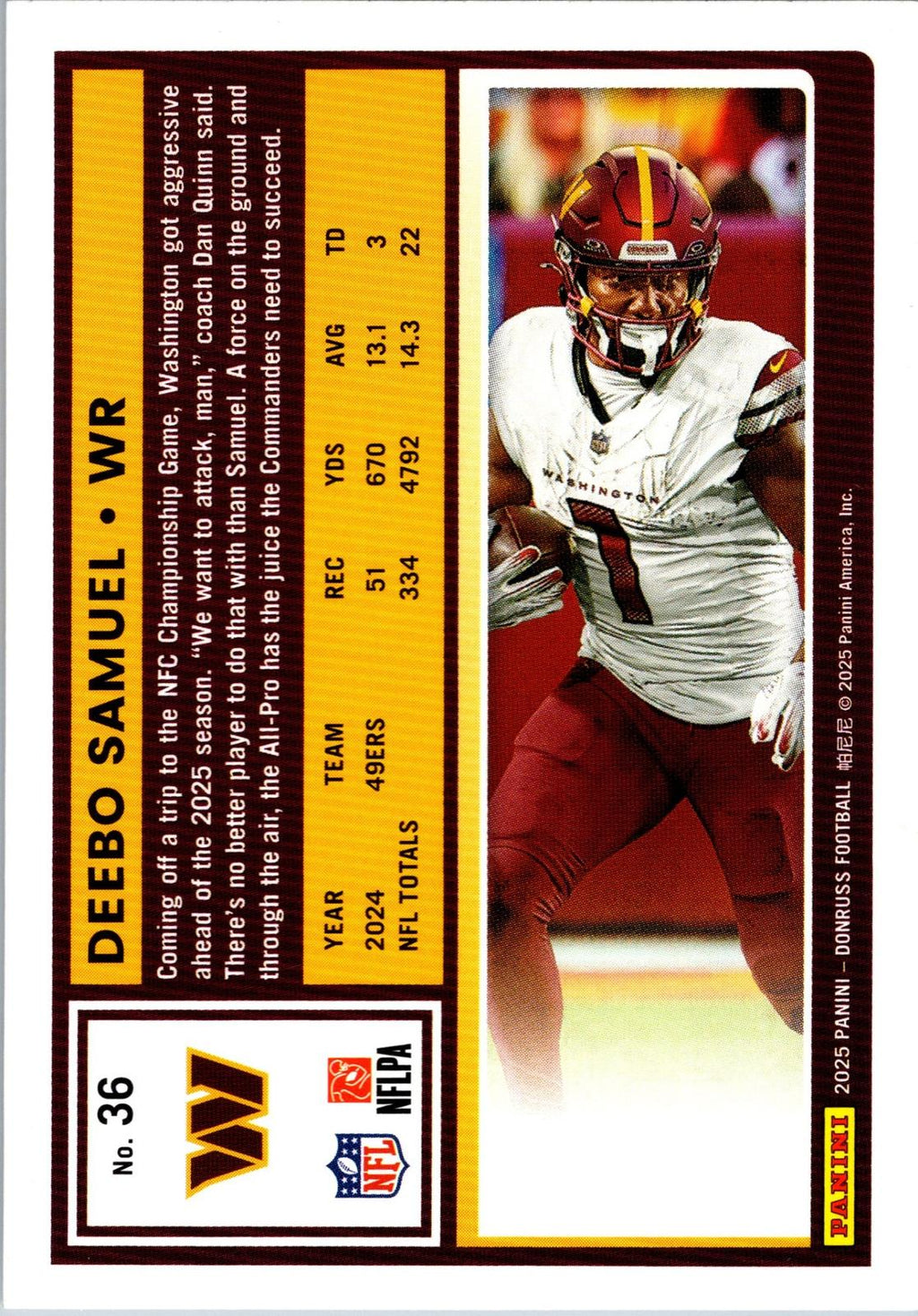 2025 Donruss #36 Deebo Samuel