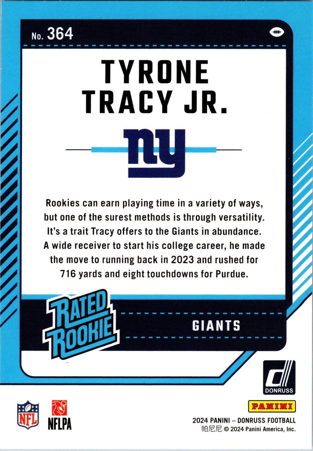 2024 Donruss #364 Tyrone Tracy Jr.