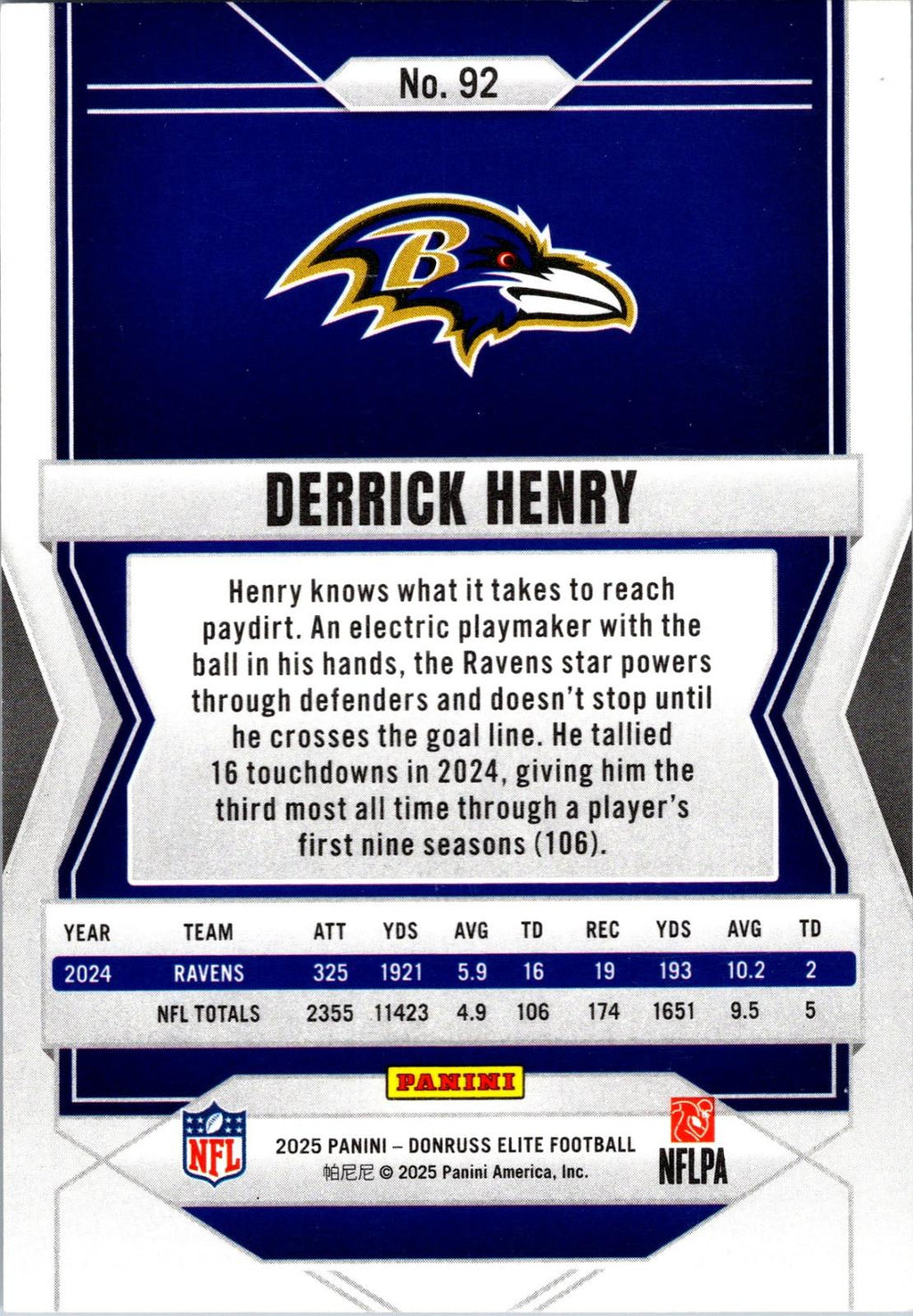 2025 Donruss Elite #92 Derrick Henry