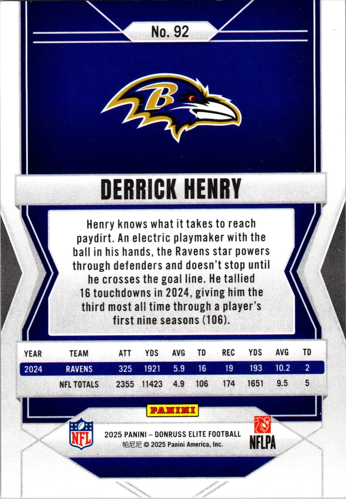 2025 Donruss Elite #92 Derrick Henry