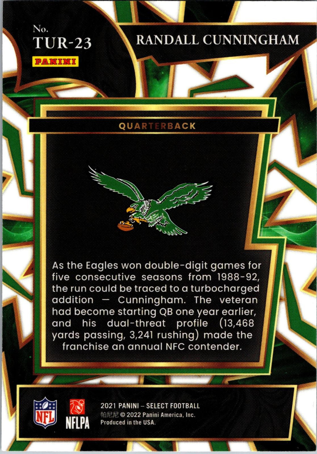 2021 Panini Select #TUR-23 Randall Cunningham Turbocharged