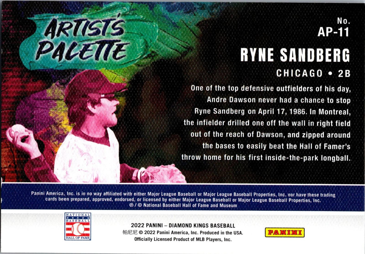 2022 Panini Diamond Kings #AP-11 Ryne Sandberg Artist's Palette