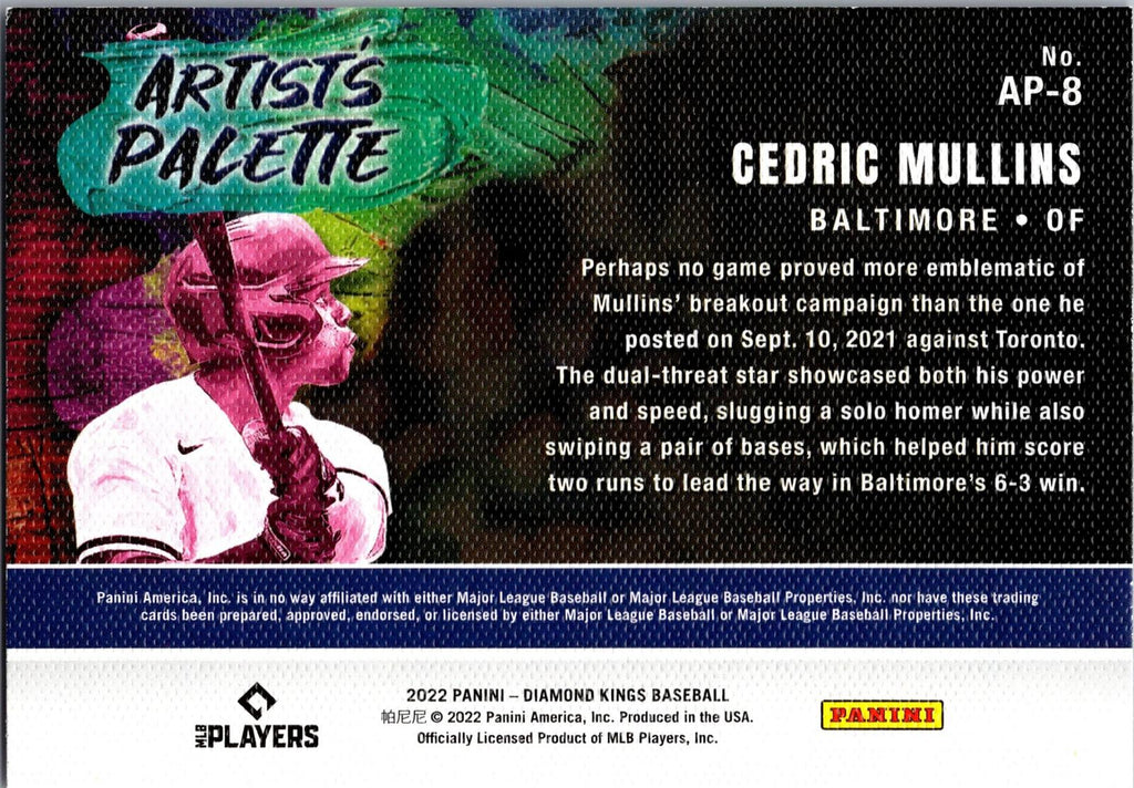 2022 Panini Diamond Kings #AP-8 Cedric Mullins Artist's Palette