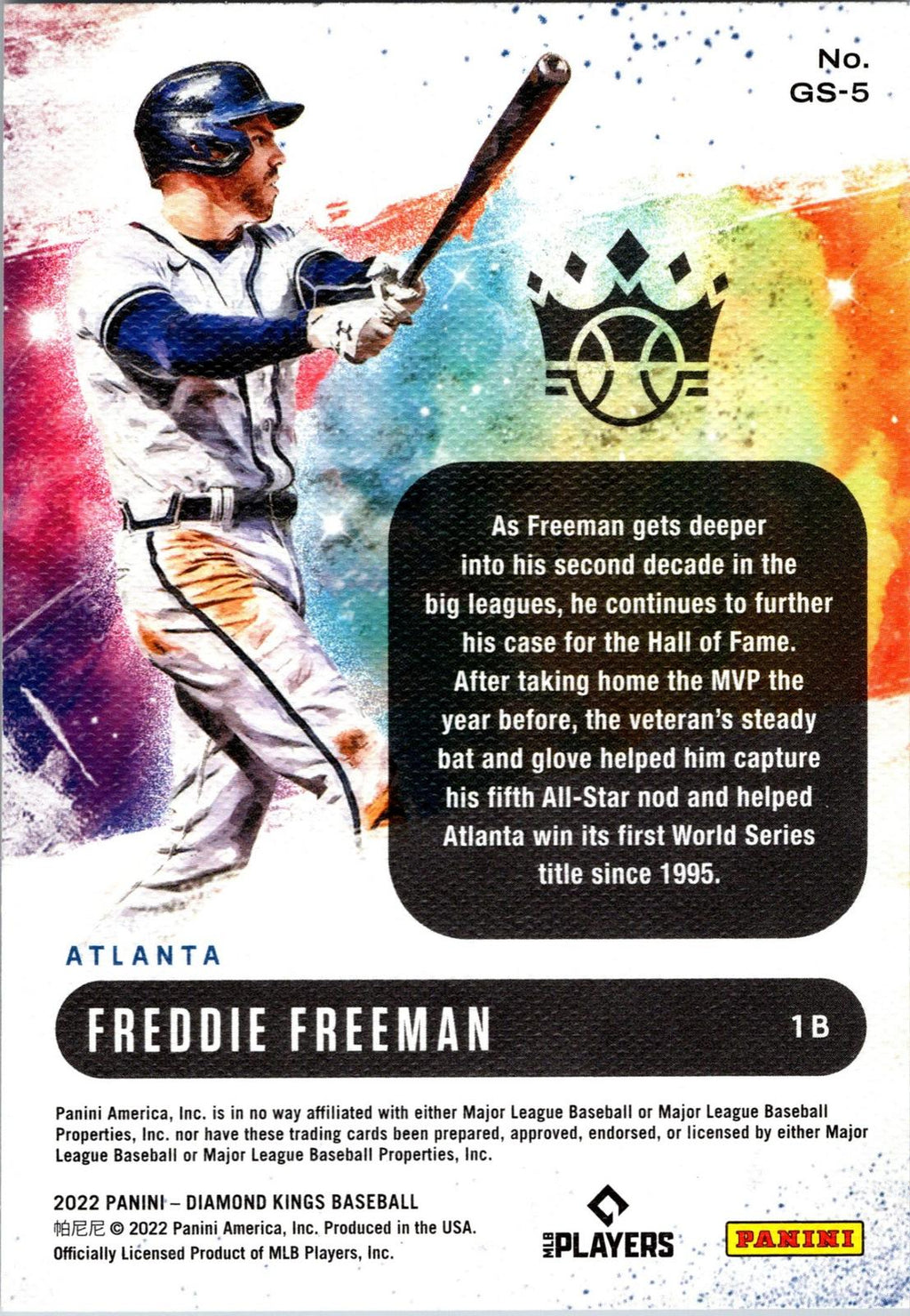 2022 Panini Diamond Kings #GS-5 Freddie Freeman Gallery of Stars
