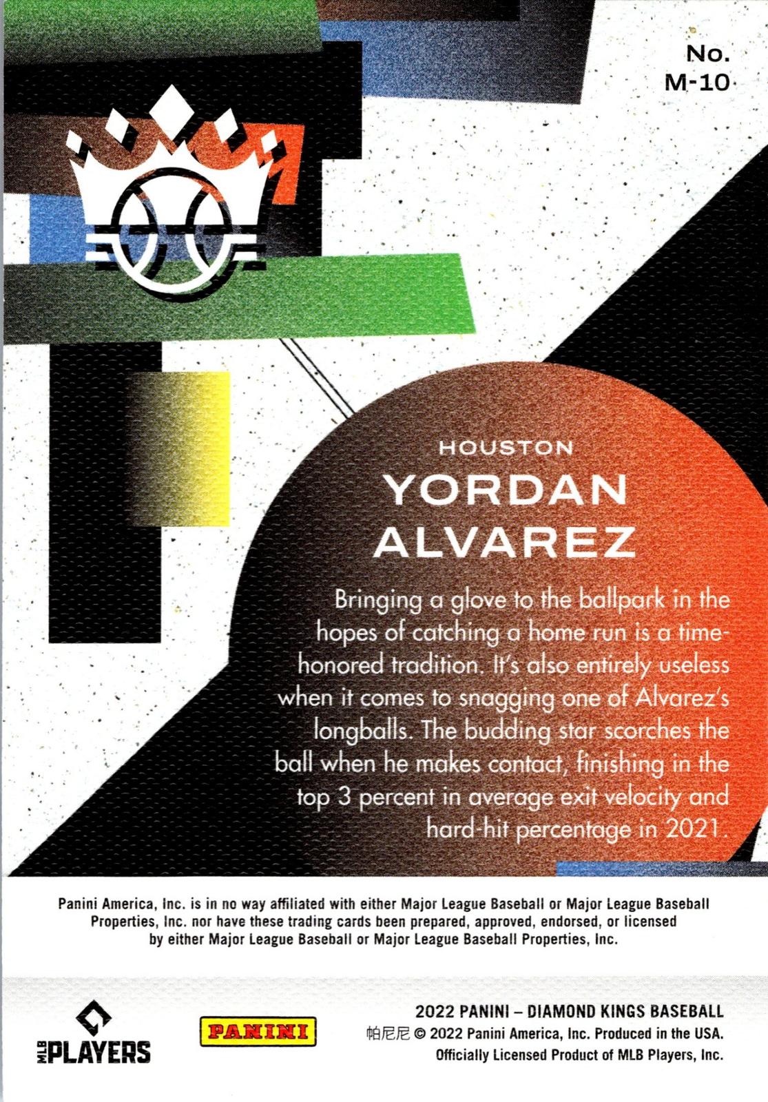 2022 Panini Diamond Kings #M-10 Yordan Alvarez Maestros