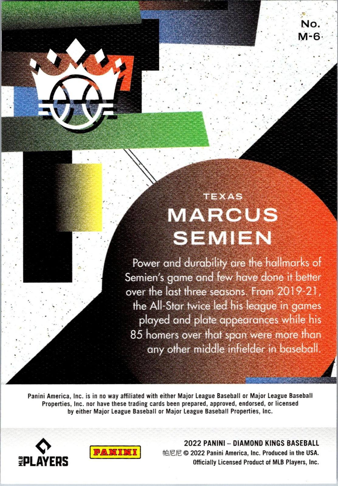 2022 Panini Diamond Kings #M-6 Marcus Semien Maestros