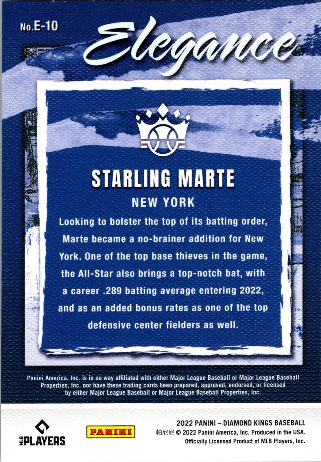 2022 Panini Diamond Kings #E-10 Starling Marte Elegance
