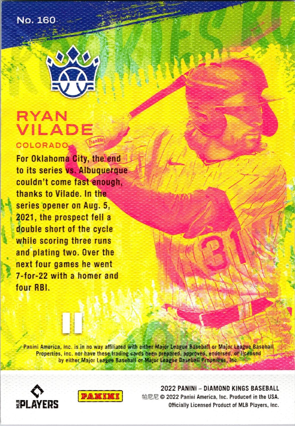 2022 Panini Diamond Kings #160 Ryan Vilade