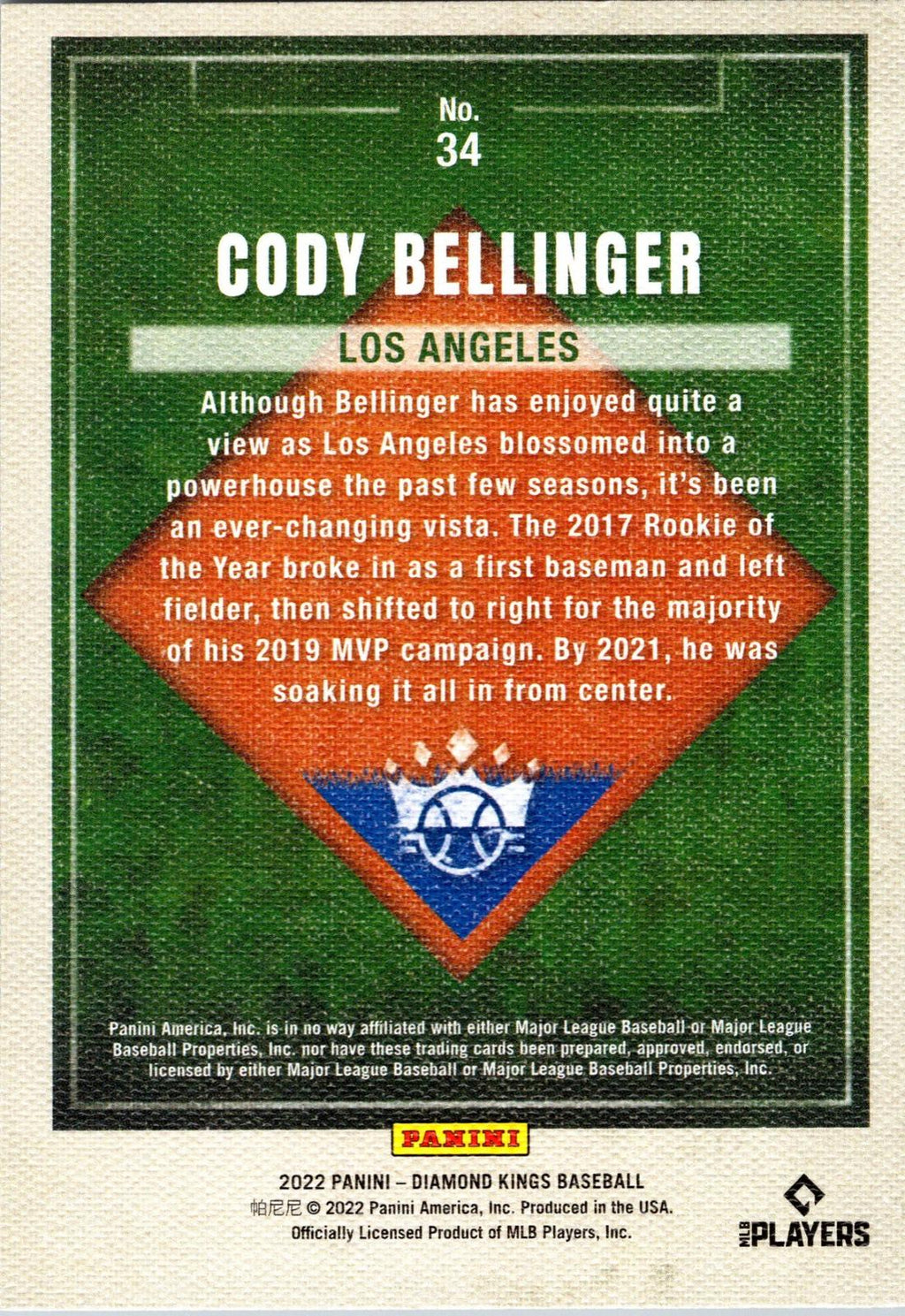 2022 Panini Diamond Kings #34 Cody Bellinger