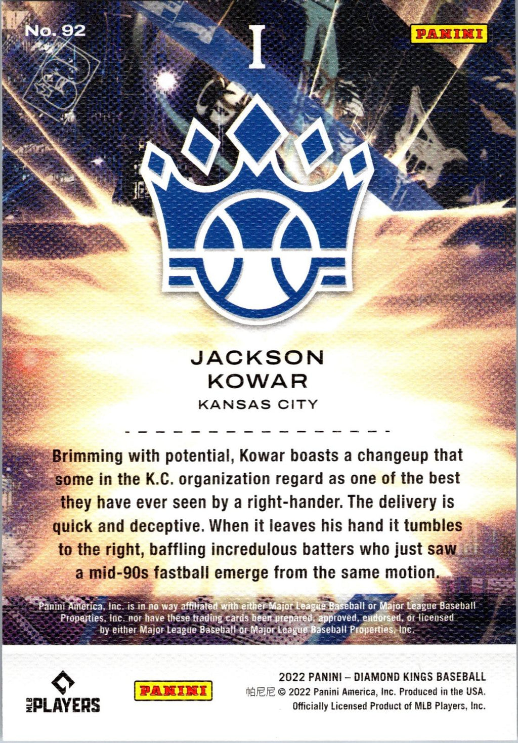 2022 Panini Diamond Kings #92 Jackson Kowar
