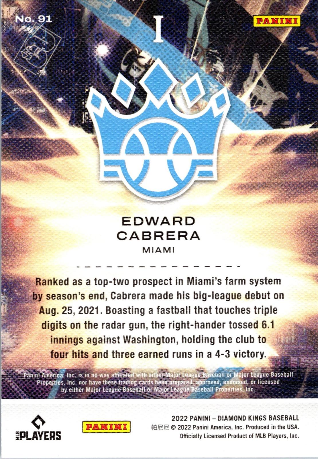 2022 Panini Diamond Kings #91 Edward Cabrera