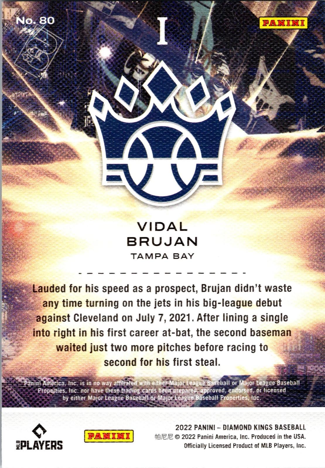 2022 Panini Diamond Kings #80 Vidal Brujan Artist's Proof Blue