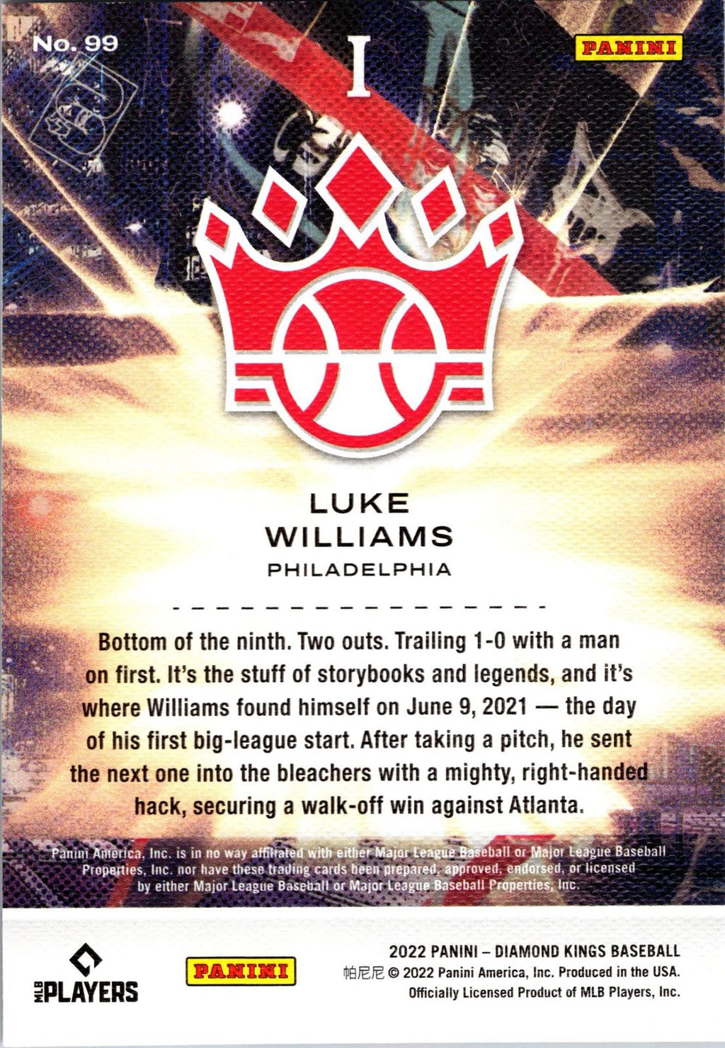 2022 Panini Diamond Kings #99 Luke Williams