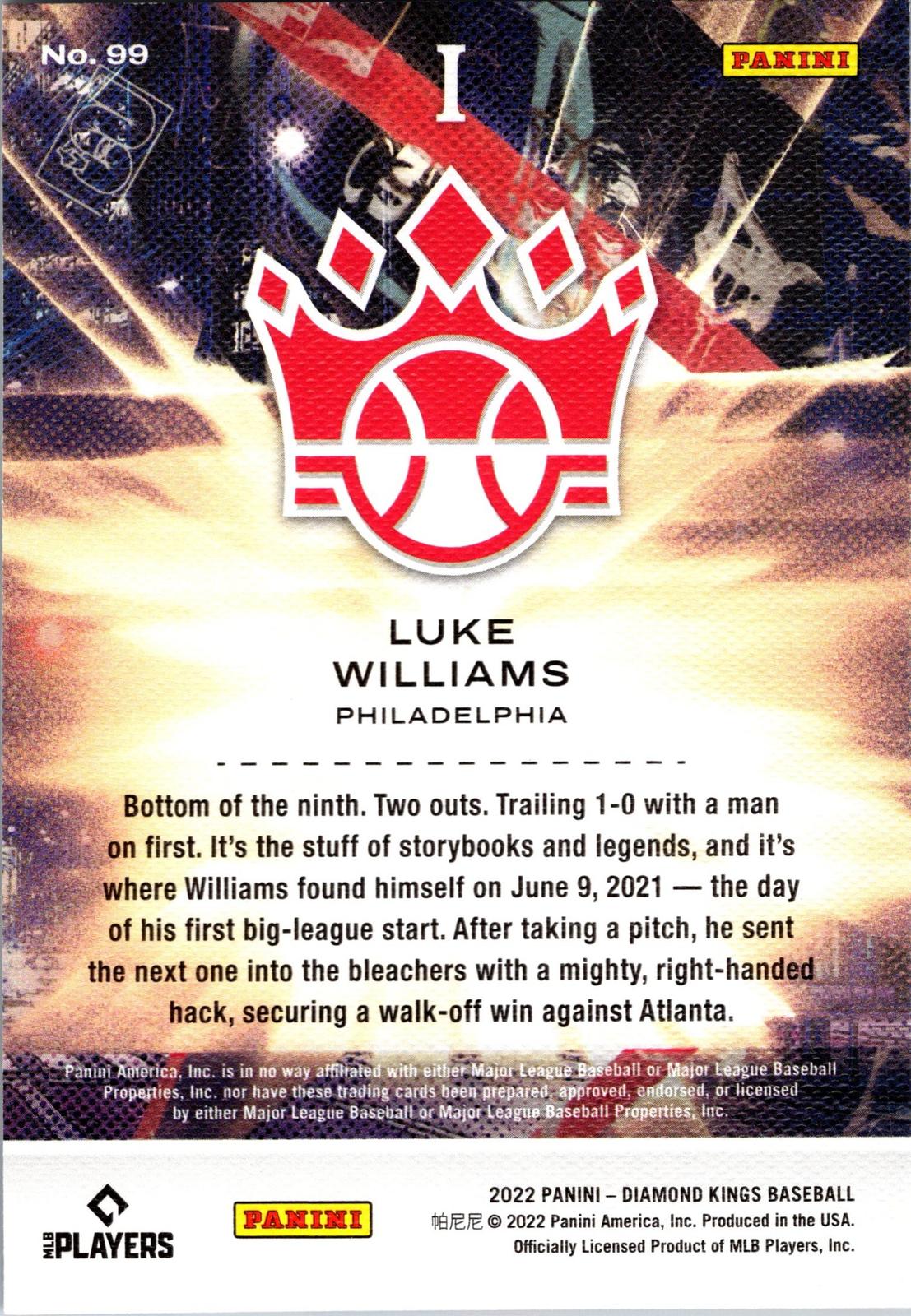 2022 Panini Diamond Kings #99 Luke Williams