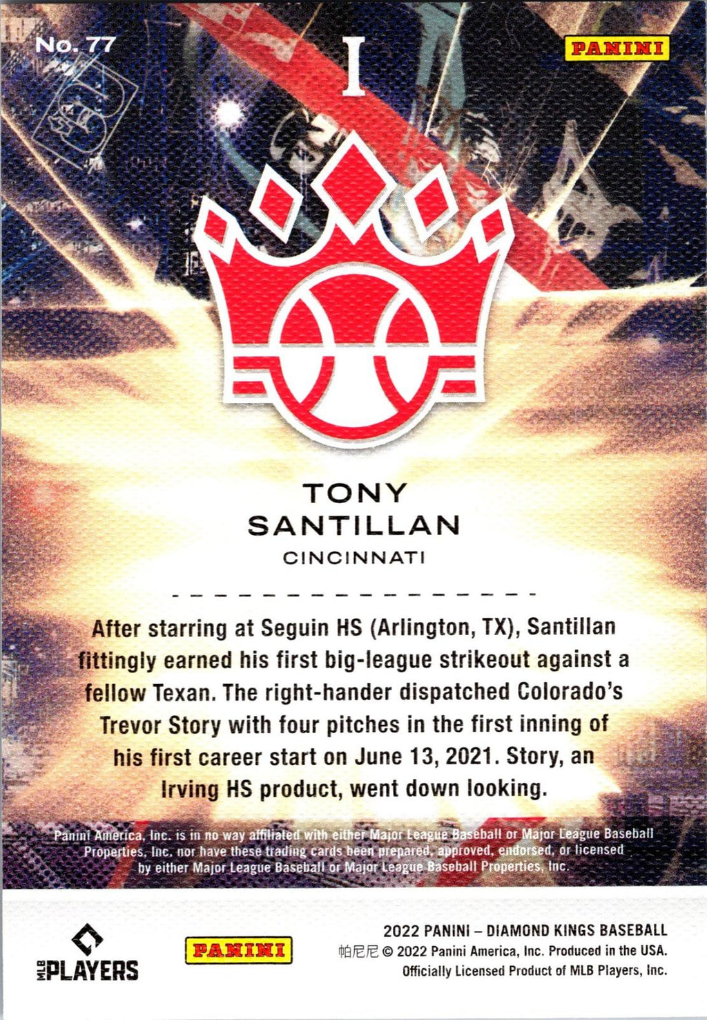 2022 Panini Diamond Kings #77 Tony Santillan