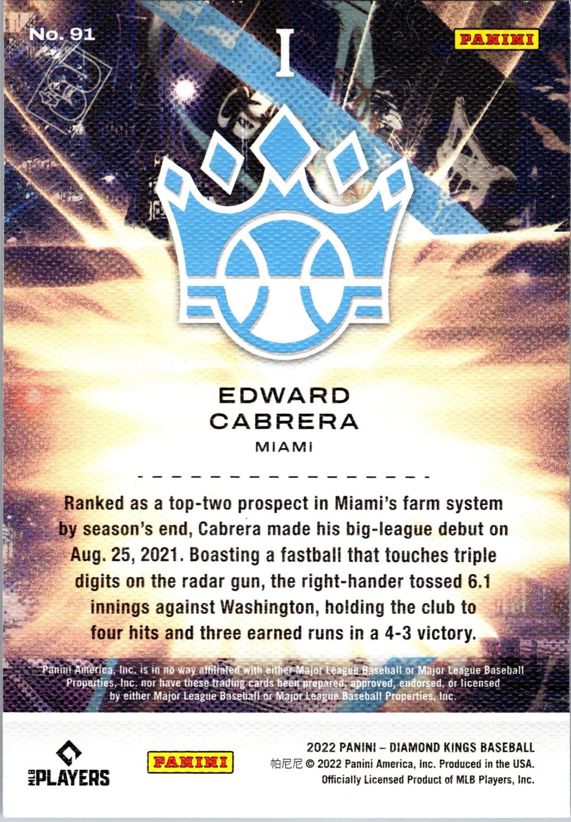2022 Panini Diamond Kings #91 Edward Cabrera