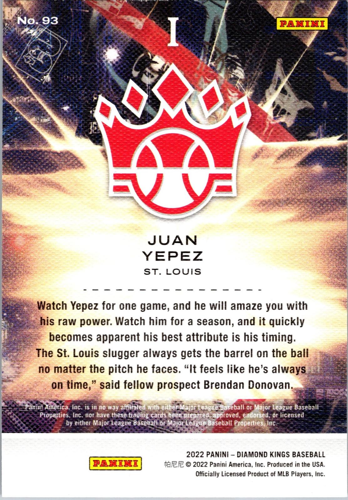 2022 Panini Diamond Kings #93 Juan Yepez