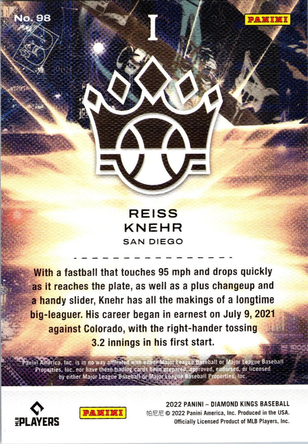 2022 Panini Diamond Kings #98 Reiss Knehr
