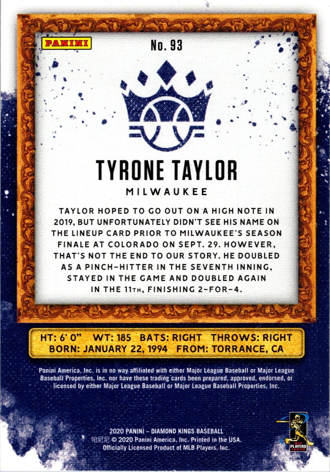 2020 Panini Diamond Kings #93 Tyrone Taylor