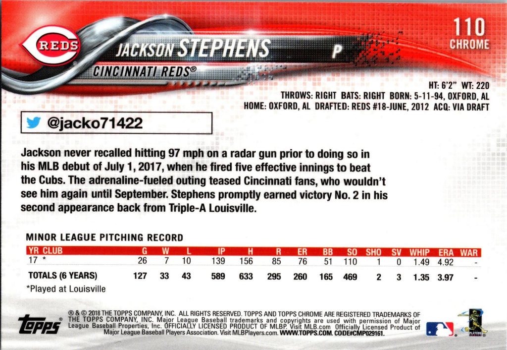 2018 Topps Chrome #110 Jackson Stephens Refractor