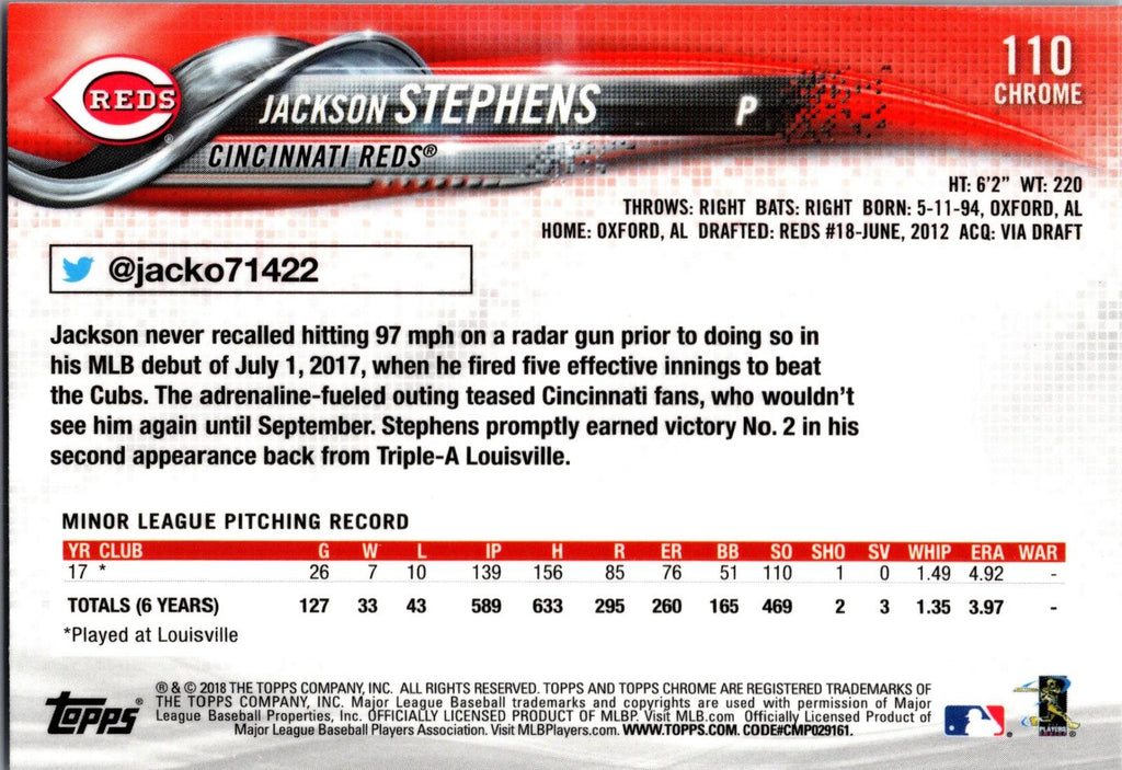 2018 Topps Chrome #110 Jackson Stephens Refractor