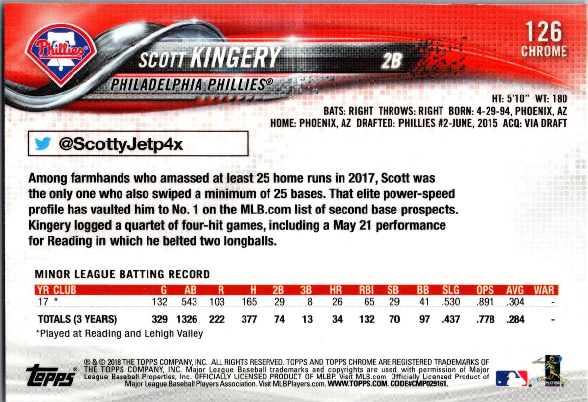 2018 Topps Chrome #126 Scott Kingery Refractor