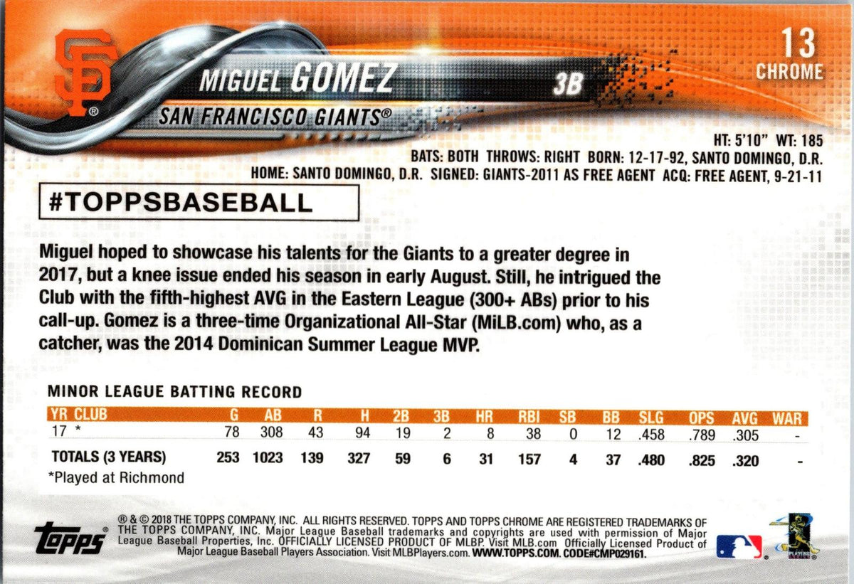 2018 Topps Chrome #13 Miguel Gomez