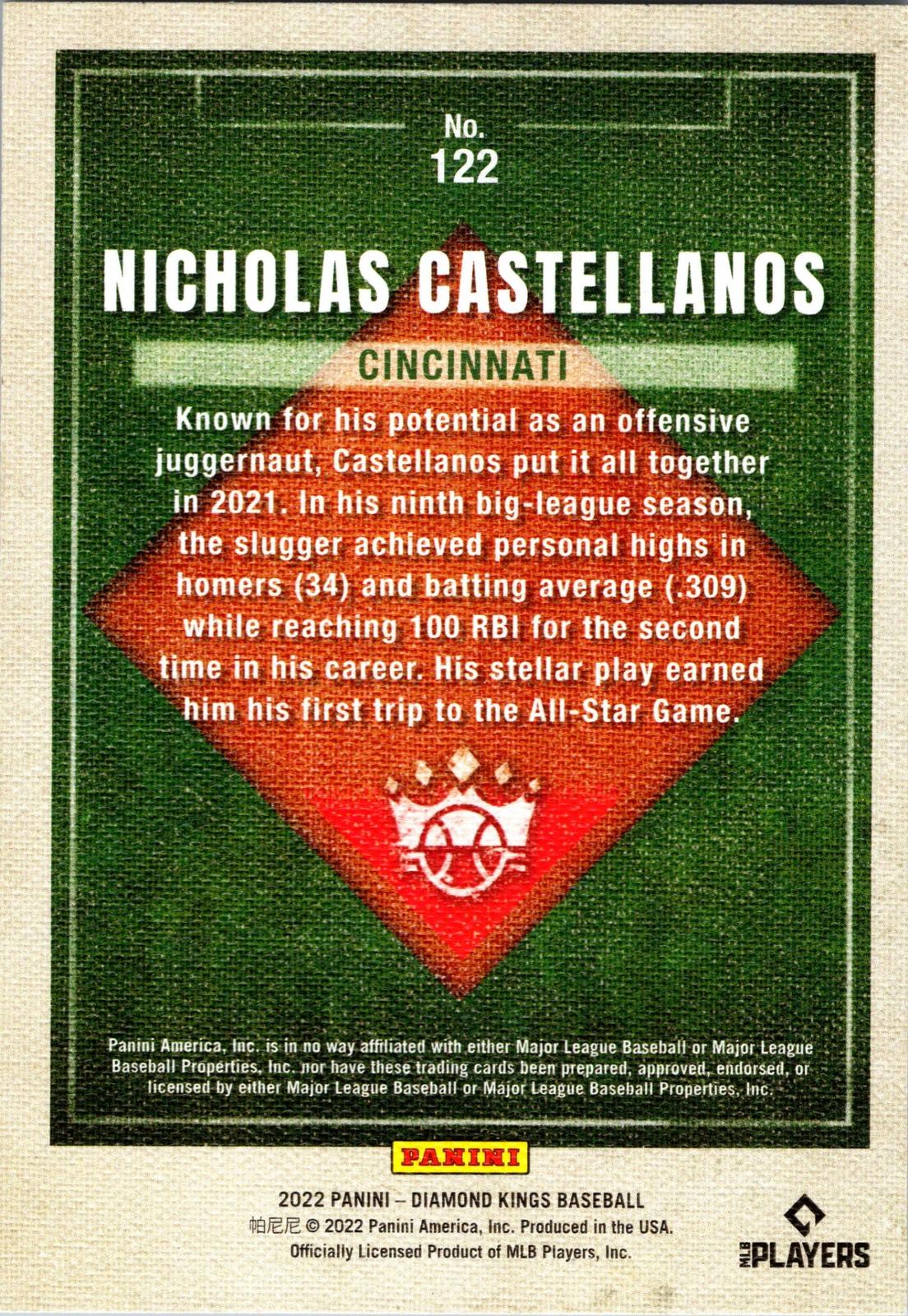 2022 Panini Diamond Kings #122 Nicholas Castellanos