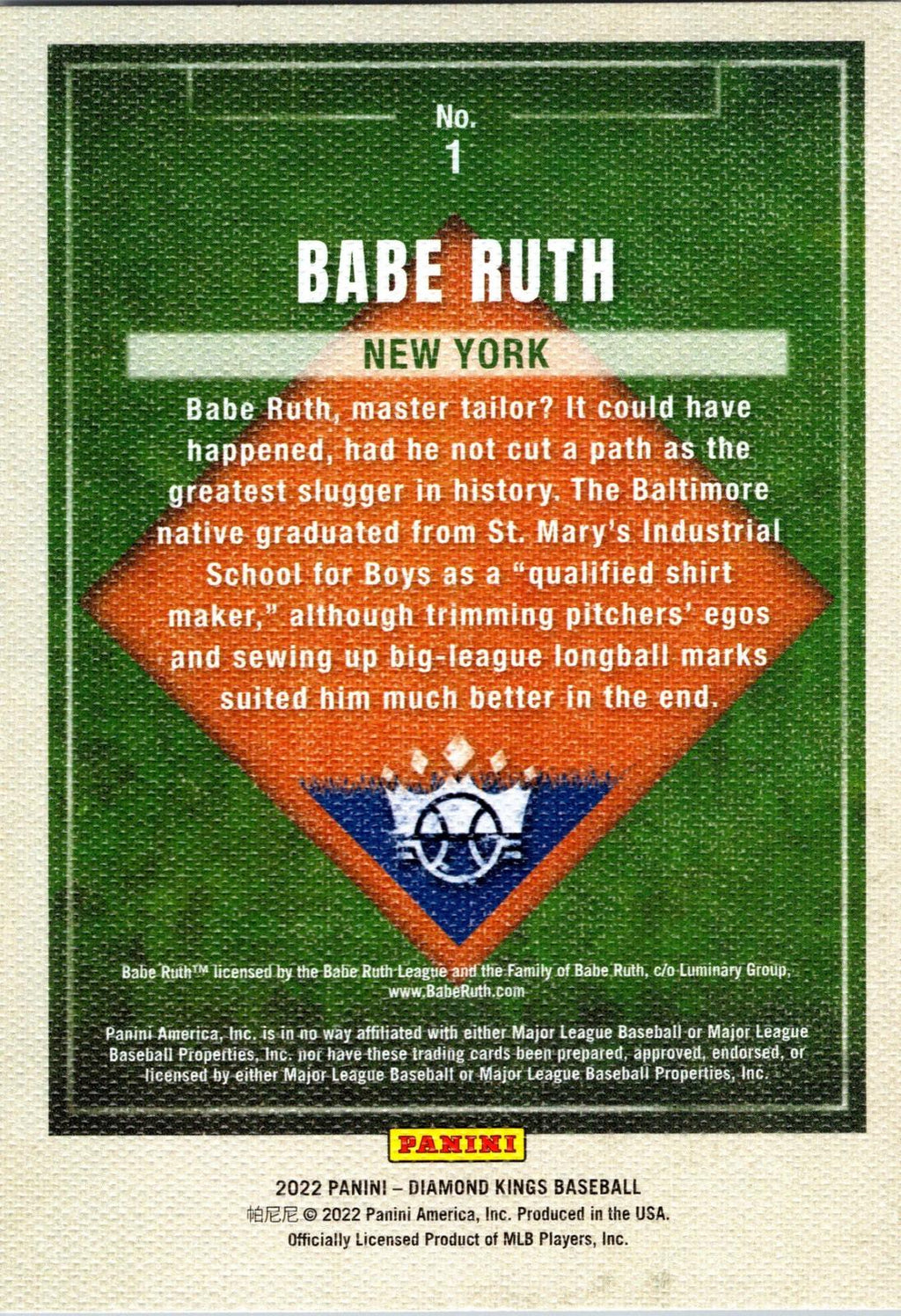 2022 Panini Diamond Kings #1 Babe Ruth