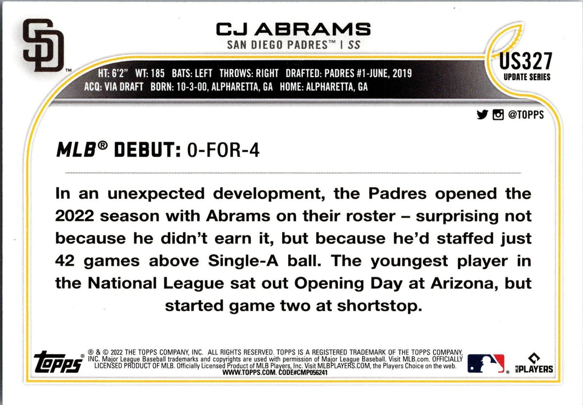 2022 Topps Update #US327 CJ Abrams