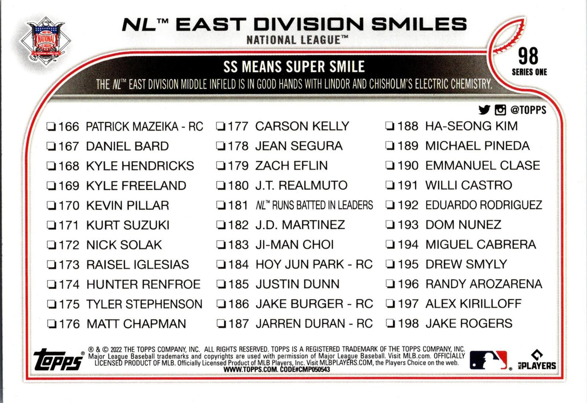 2022 Topps #98 NL East Division Smiles