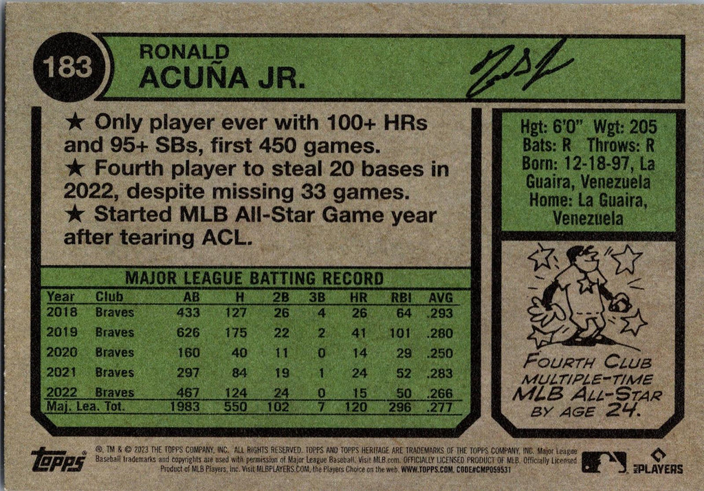 2023 Topps Heritage #183 Ronald Acuña Jr.