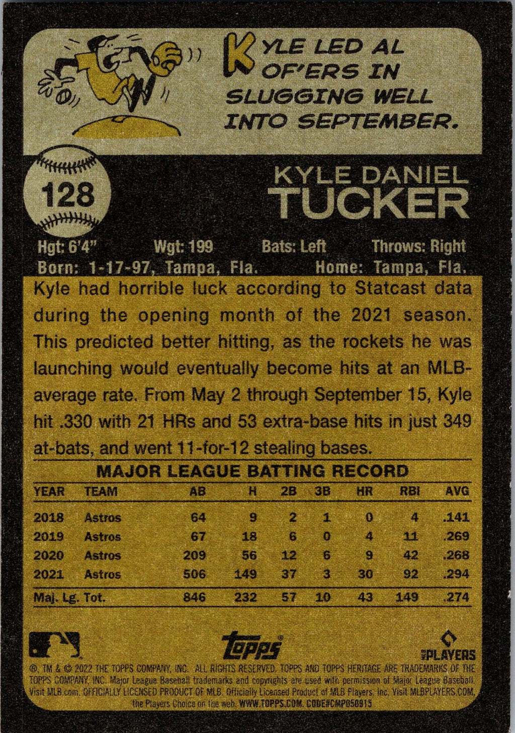 2022 Topps Heritage #128 Kyle Tucker