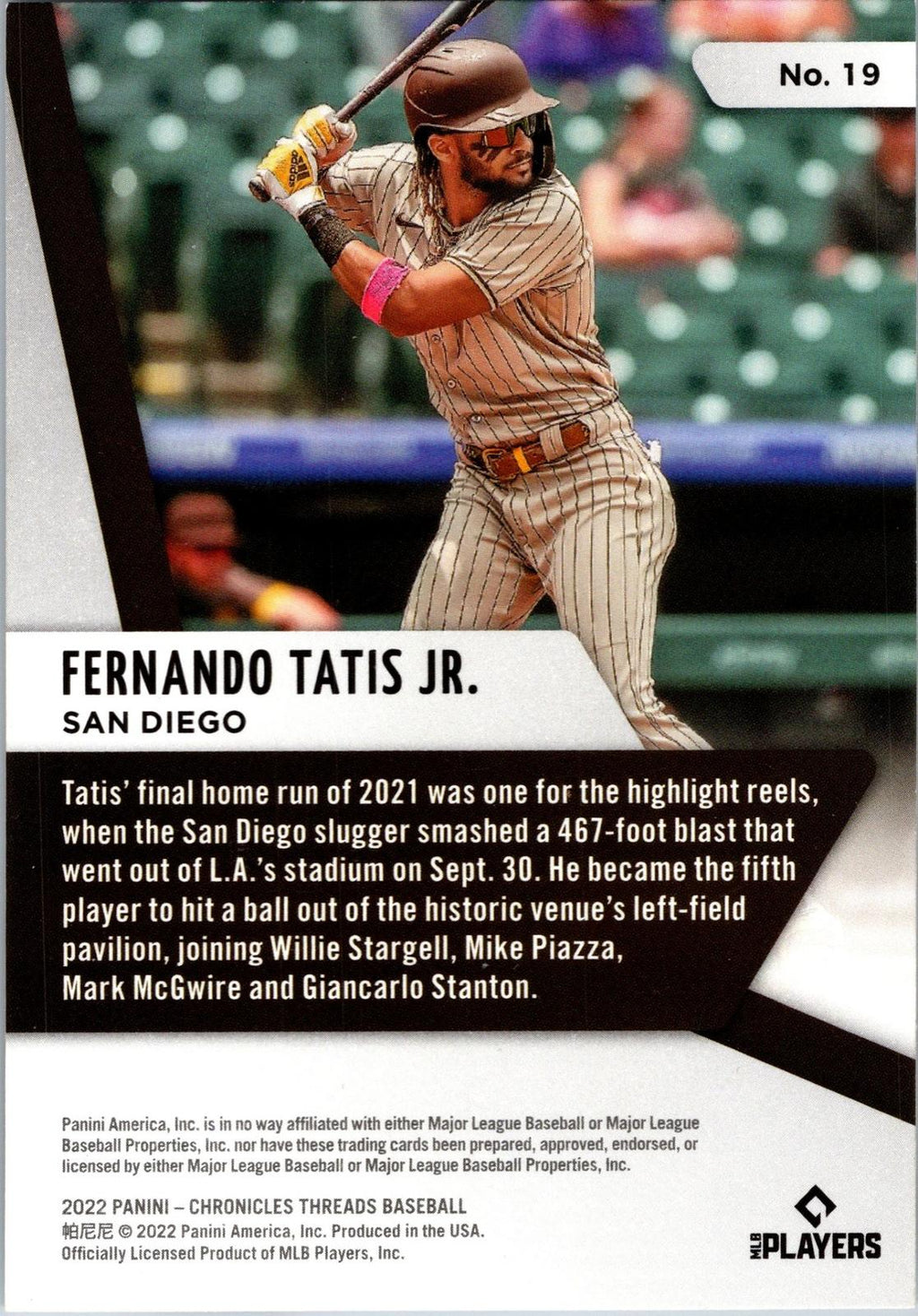 2022 Panini Chronicles #19 Fernando Tatis Jr. Threads