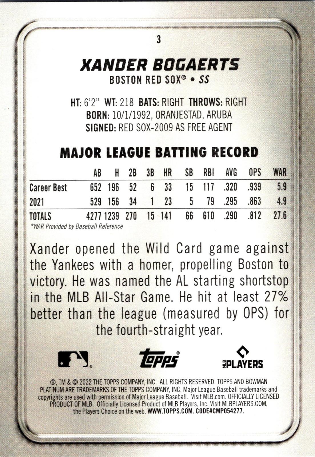 2022 Bowman Platinum #3 Xander Bogaerts