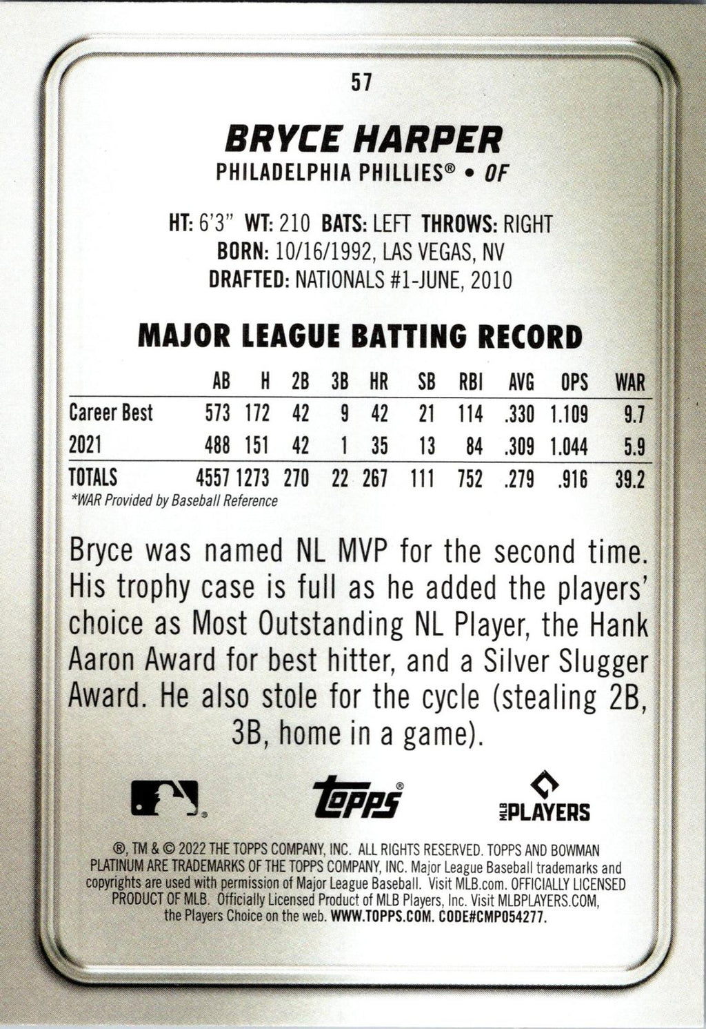 2022 Bowman Platinum #57 Bryce Harper