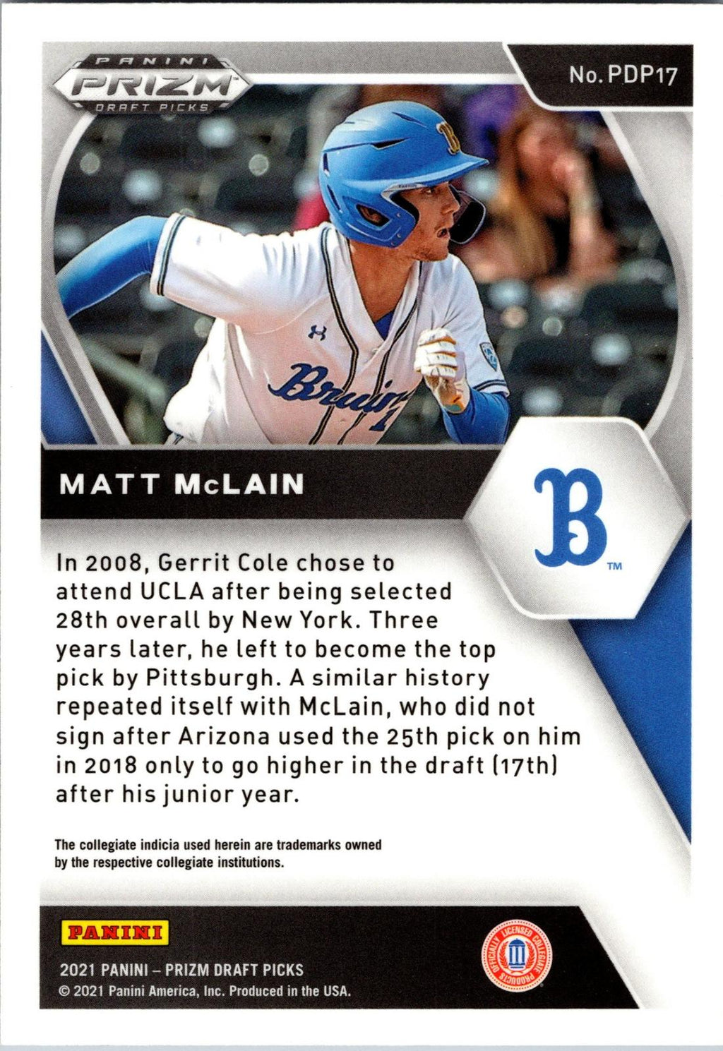 2021 Panini Prizm Draft Picks #PDP17 Matt McLain