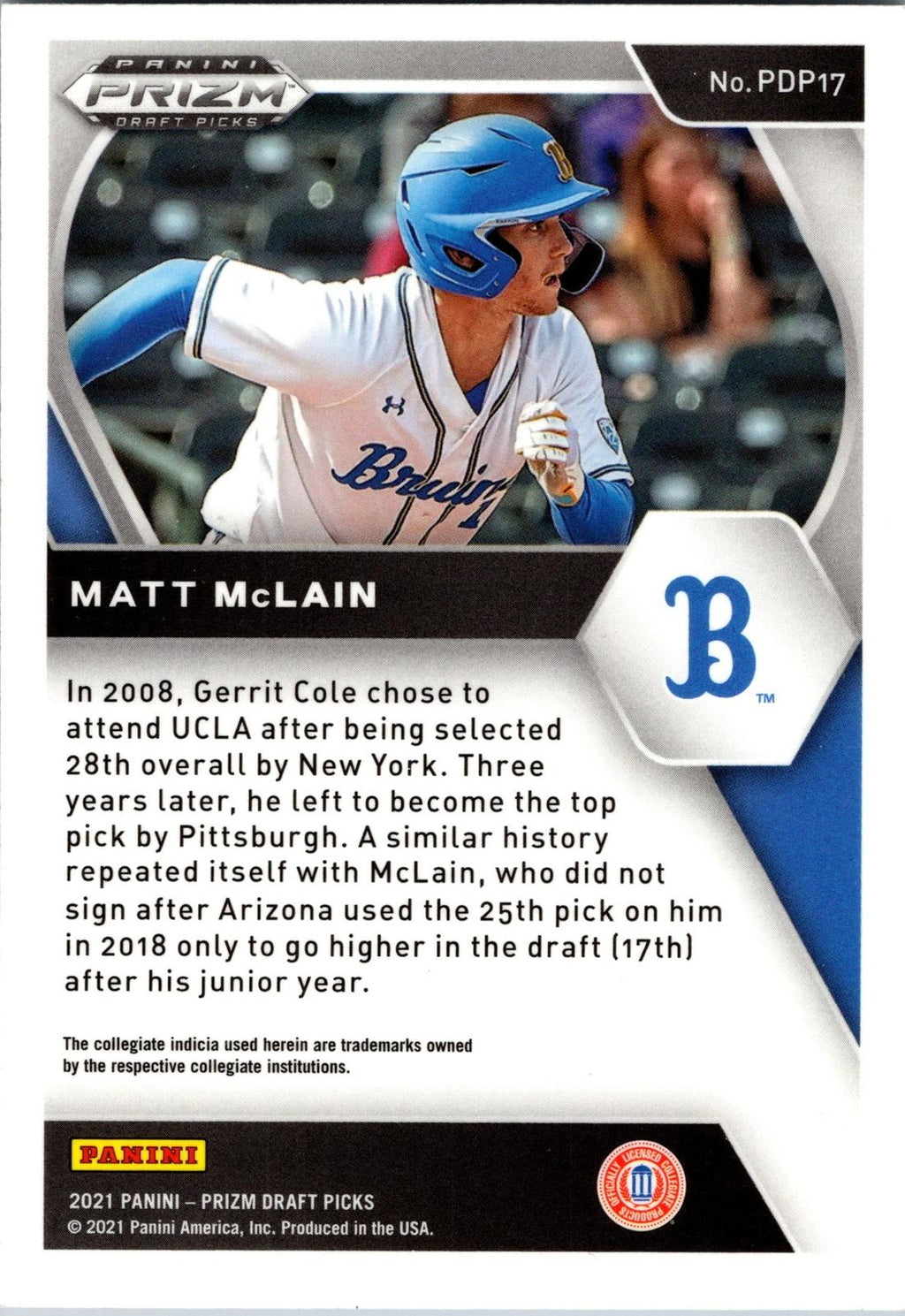 2021 Panini Prizm Draft Picks #PDP17 Matt McLain