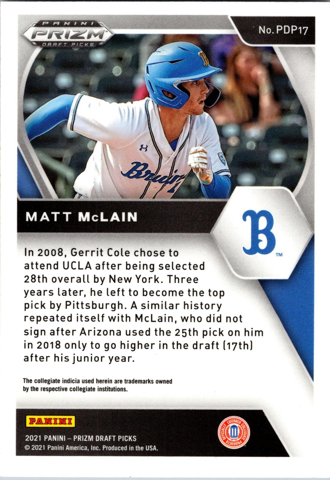 2021 Panini Prizm Draft Picks #PDP17 Matt McLain