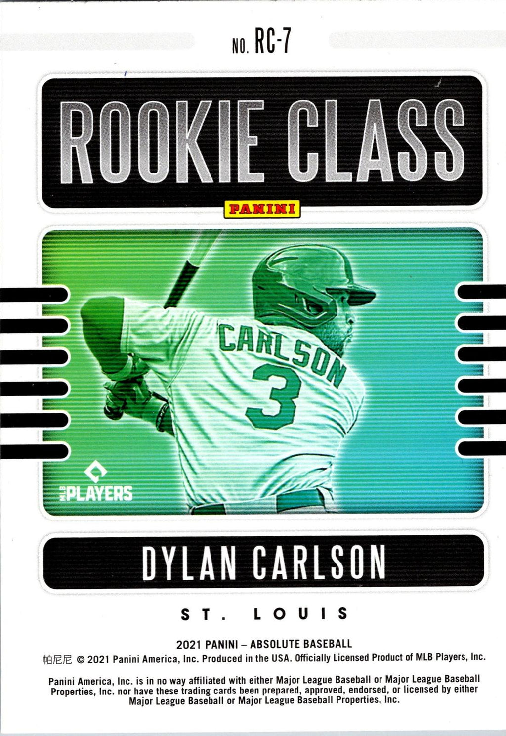 2021 Panini Absolute #RC-7 Dylan Carlson Rookie Class Retail