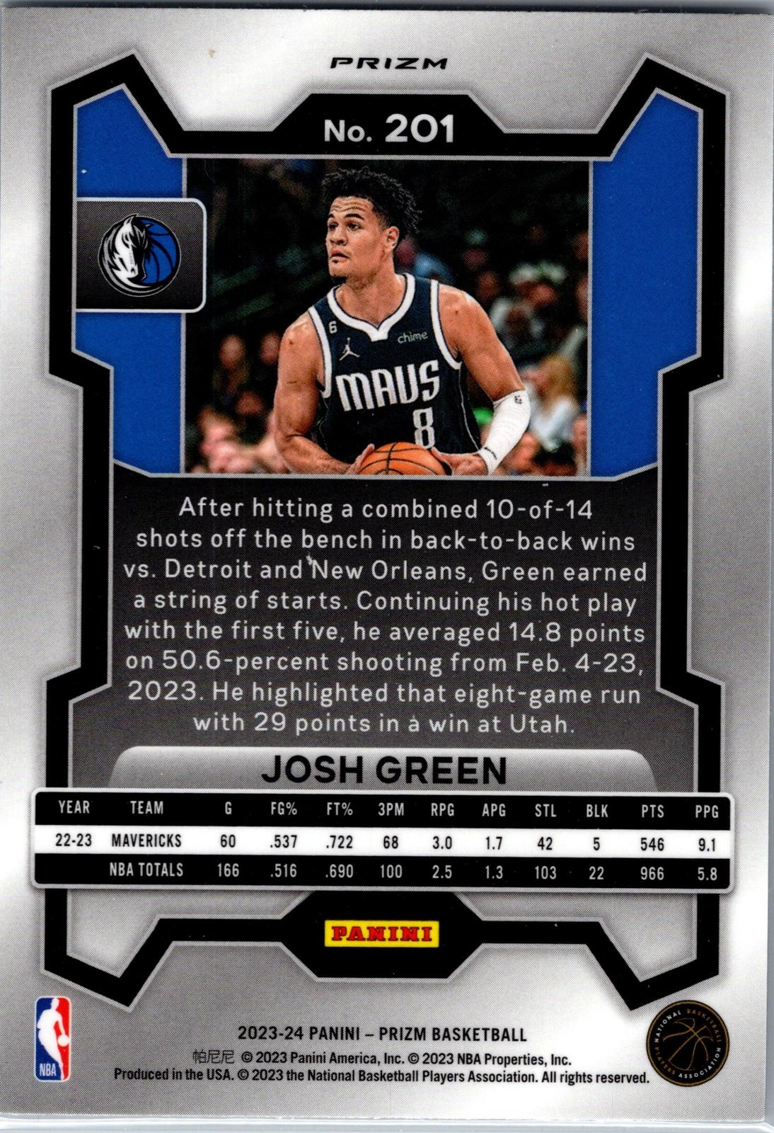 2023-24 Panini Prizm #201 Josh Green