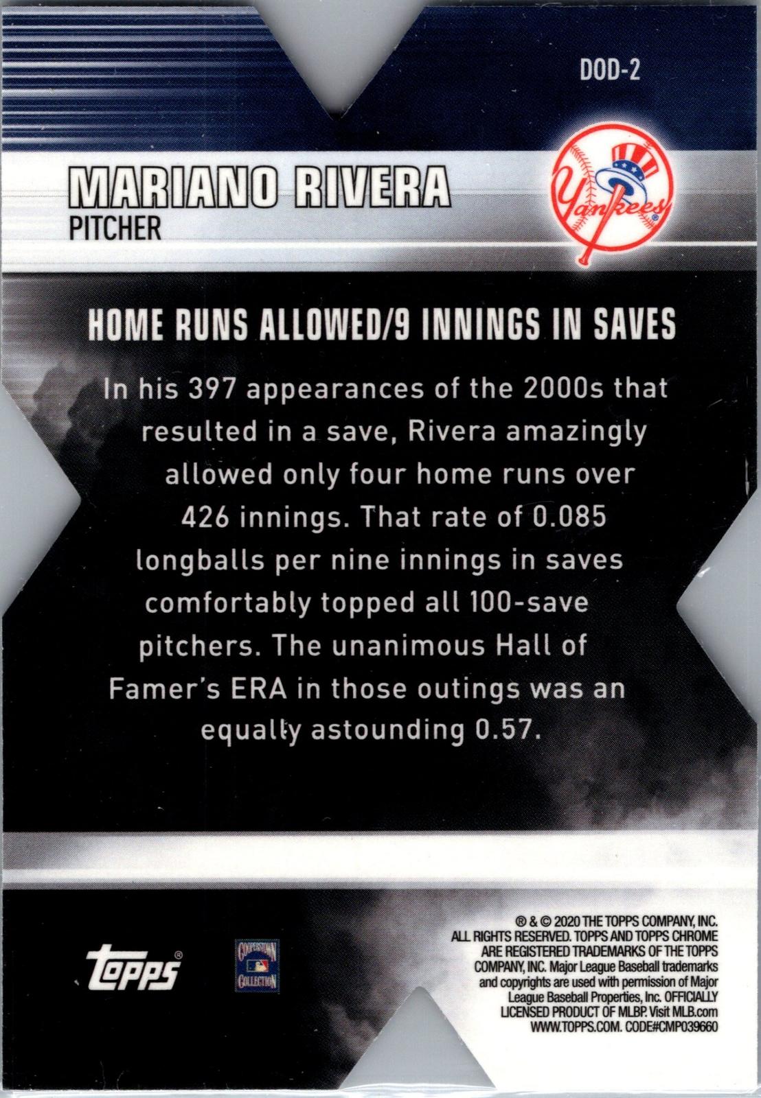 2020 Topps Chrome #DOD-2 Mariano Rivera Decade of Dominance Die Cut