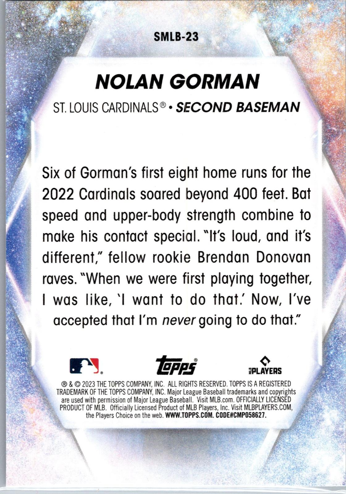 2023 Topps #SMLB-23 Nolan Gorman Stars of MLB