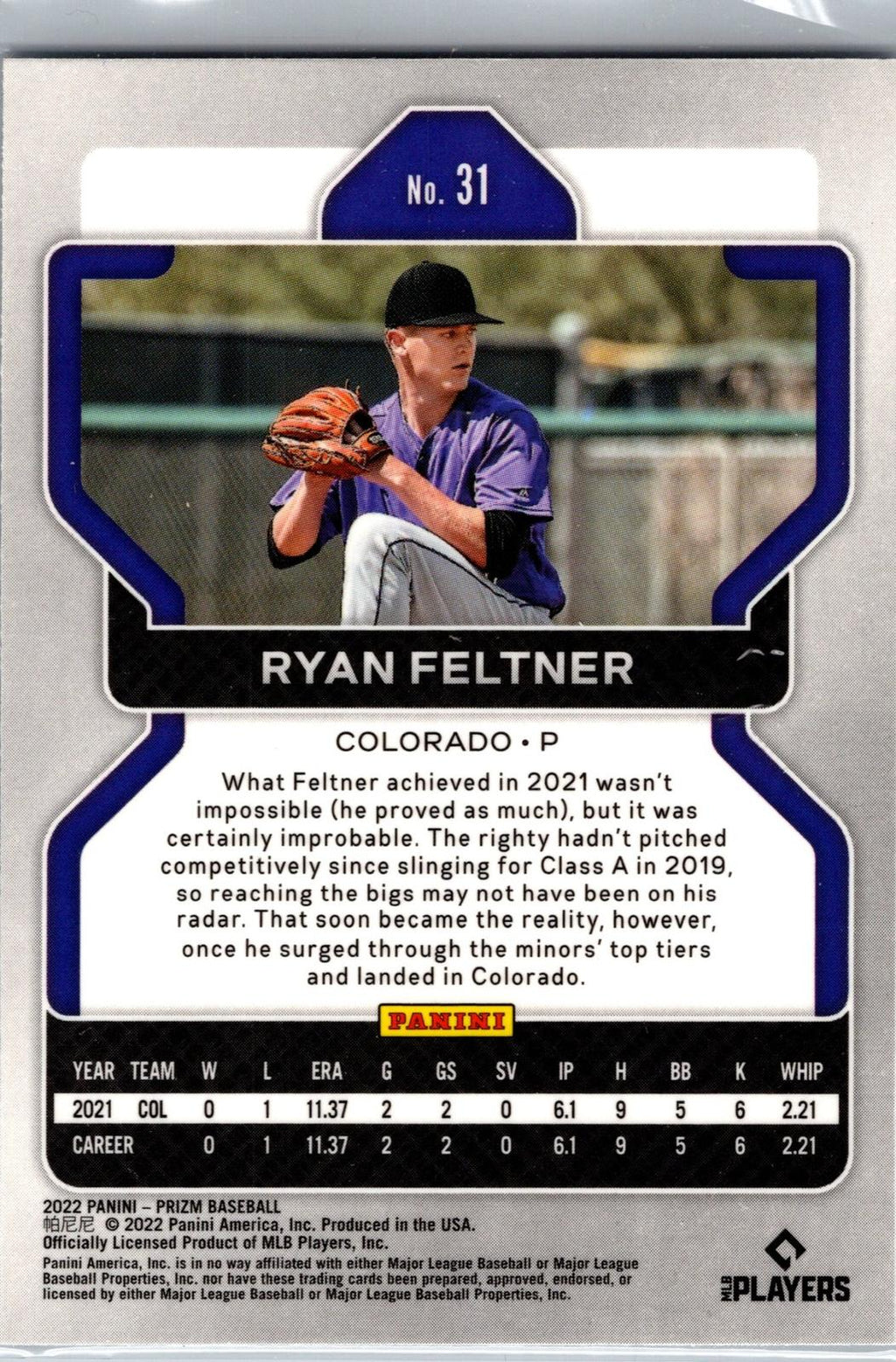 2022 Panini Prizm #31 Ryan Feltner