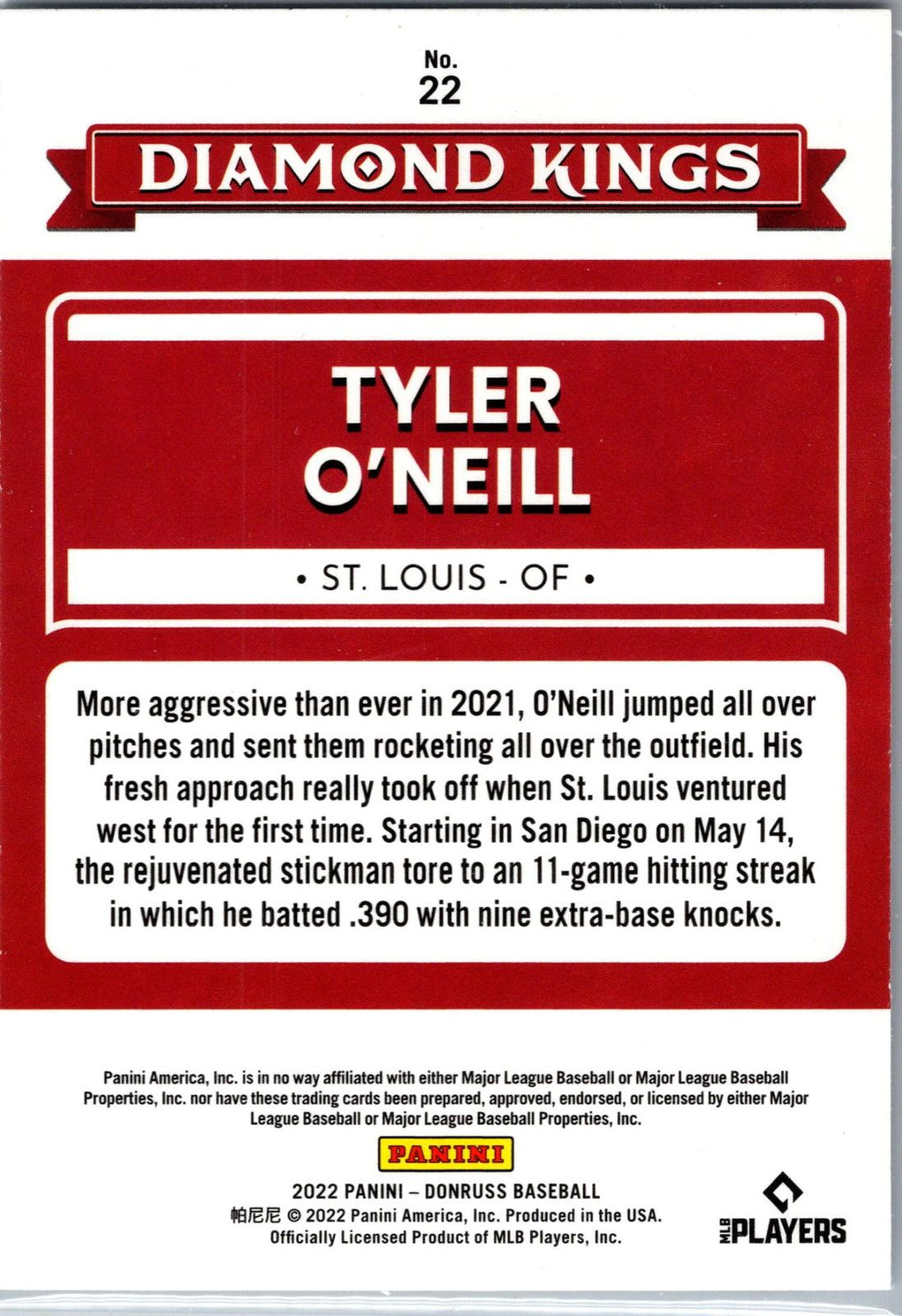 2022 Donruss #22 Tyler O'Neill Liberty