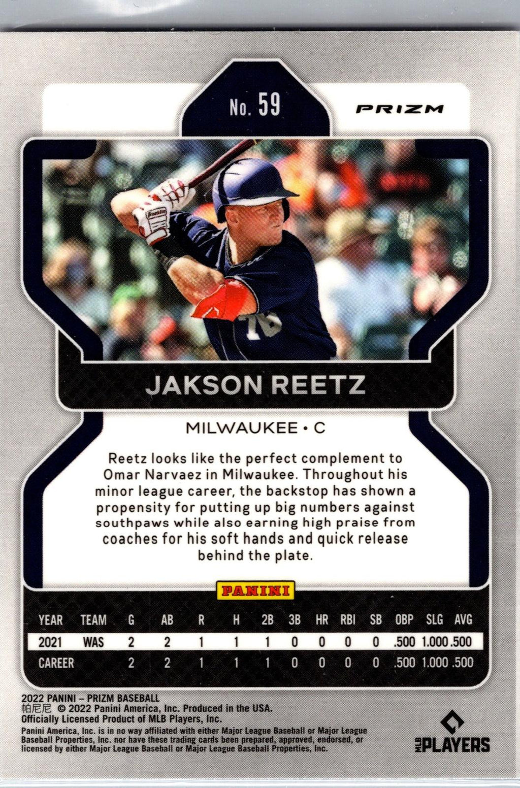 2022 Panini Prizm #59 Jakson Reetz Red/White/Blue Prizm